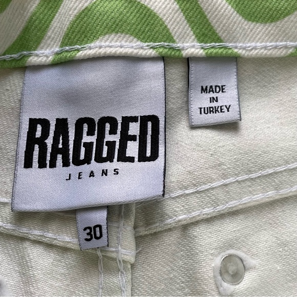 The Ragged Priest Wave Wide Leg High Rise Denim Jeans White & Lime Size 30, 6/8 - Picture 10 of 12